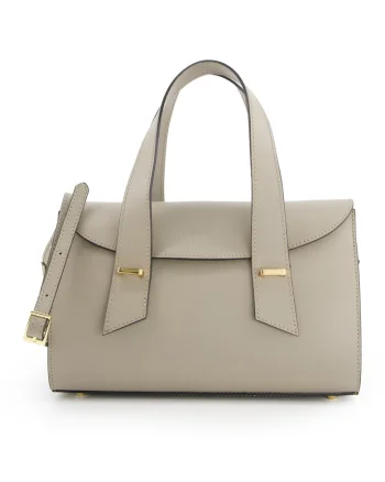 Geanta crossbody dama  piele naturala, bej, 19x30x10cm, curea detasabila, 1 buzunar interior