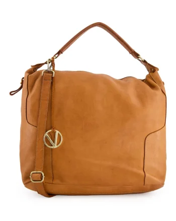 Geanta crossbody  din piele naturala, maro, 39x33x15cm, cu 3 buzunare interioare, curea detasabila max 125cm