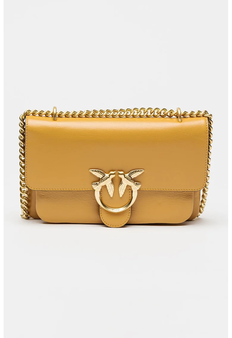 Geanta crossbody de piele cu bareta din lant, Portocaliu persan