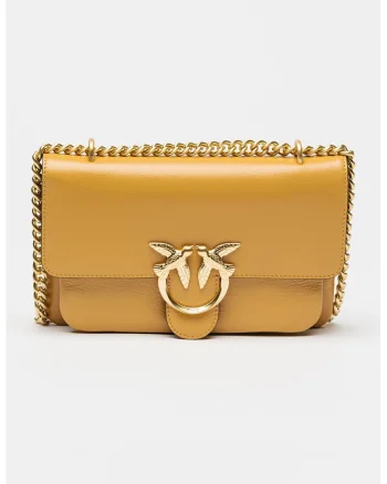 Geanta crossbody de piele cu bareta din lant, Portocaliu persan