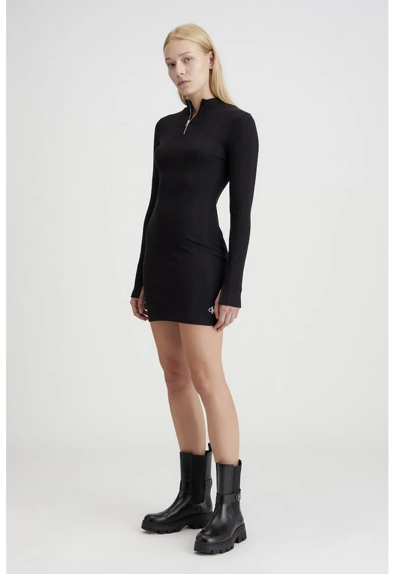 Rochie bodycon striata, Negru