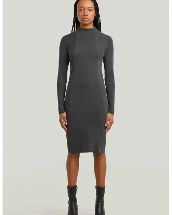 Rochie cu croiala bodycon din amestec de bumbac organic, Gri inchis