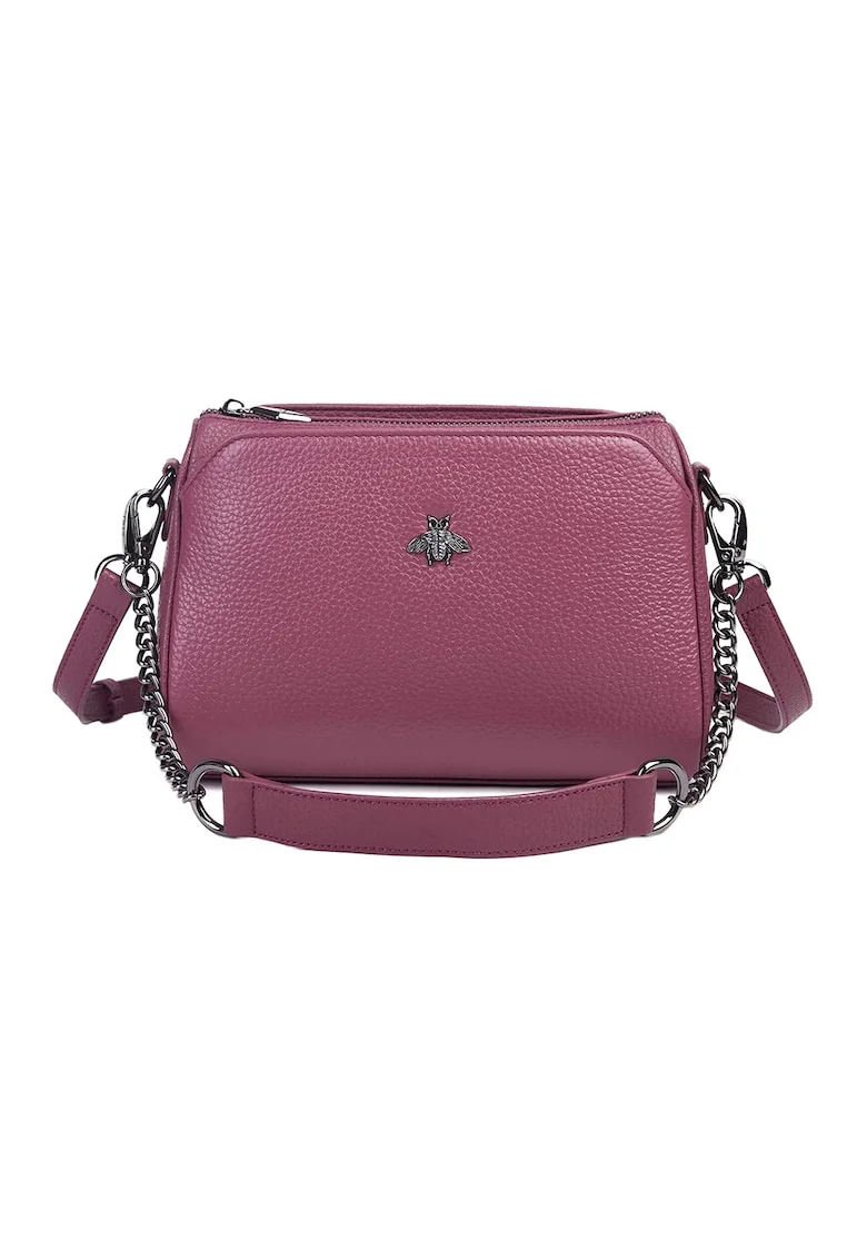 Geanta crossbody Caro din piele, Roz fandango, 17 x 25 x 10 cm