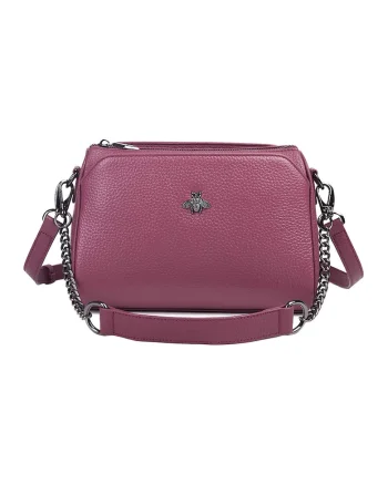 Geanta crossbody Caro din piele, Roz fandango, 17 x 25 x 10 cm