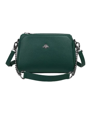 Geanta crossbody Caro din piele, Verde englez, 17 x 25 x 10 cm