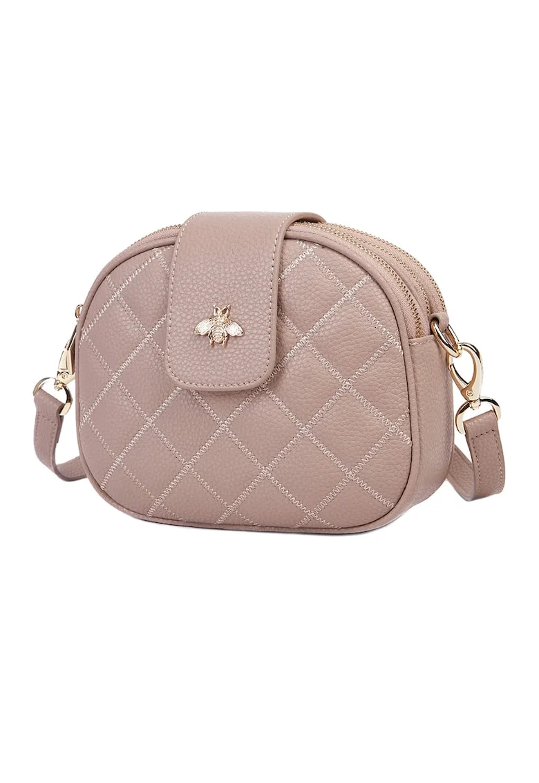 Geanta crossbody mica din piele Combe, Roz prafuit