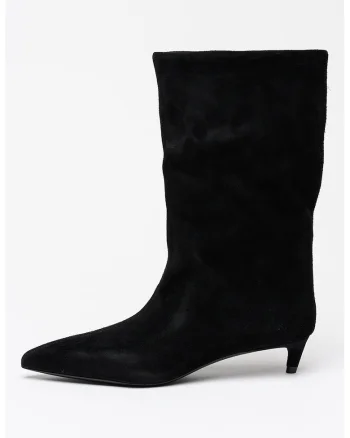 Cizme slip-on cu varf ascutit si toc kitten Gracey, Negru