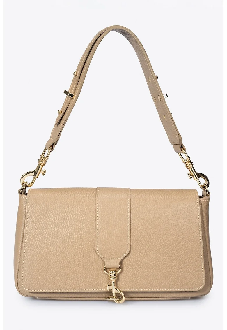 Geanta crossbody de piele, Maro taupe deschis