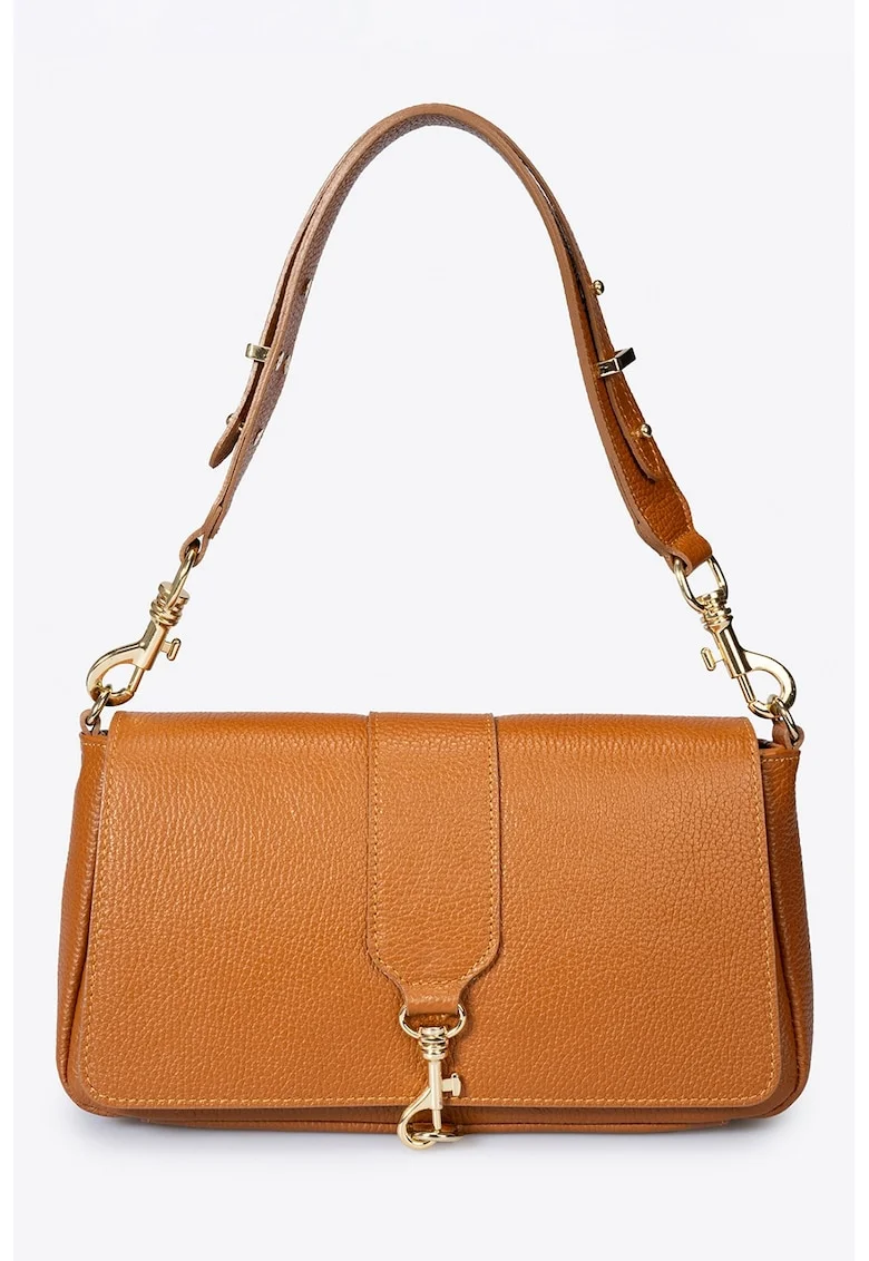 Geanta crossbody de piele, Caramel