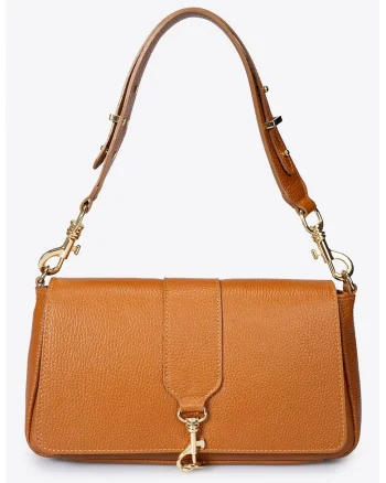 Geanta crossbody de piele, Caramel
