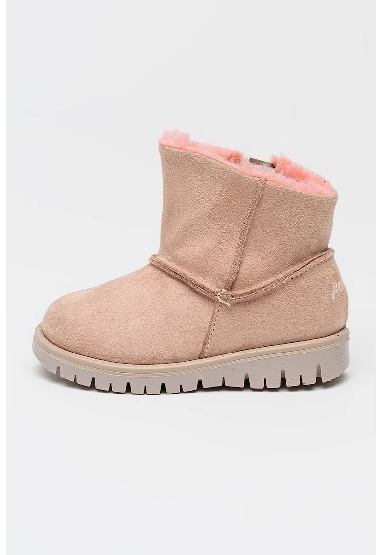 Ghete slip-on cu captuseala din blana shearling, Roz prafuit