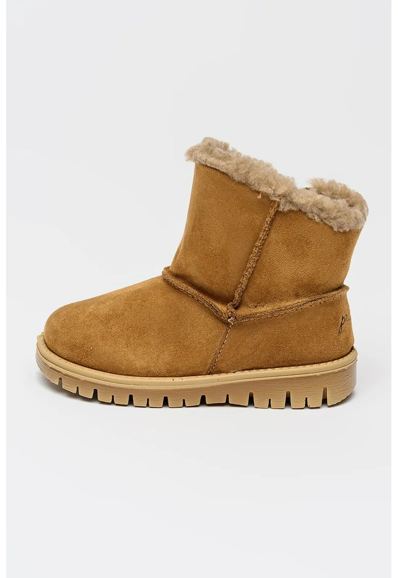 Ghete slip-on cu captuseala din blana shearling, Maro scortisoara