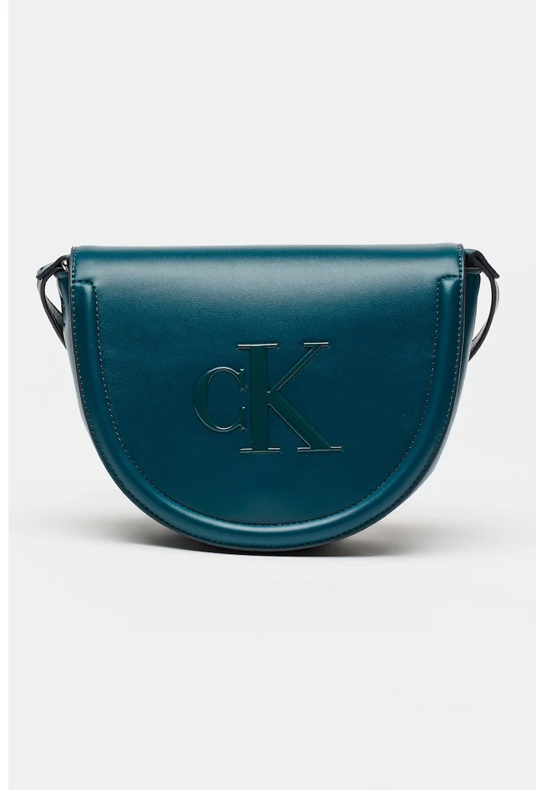 Geanta crossbody de piele ecologica cu clapa, Verde persan