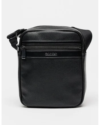 Geanta crossbody de piele ecologica cu fermoar, Negru