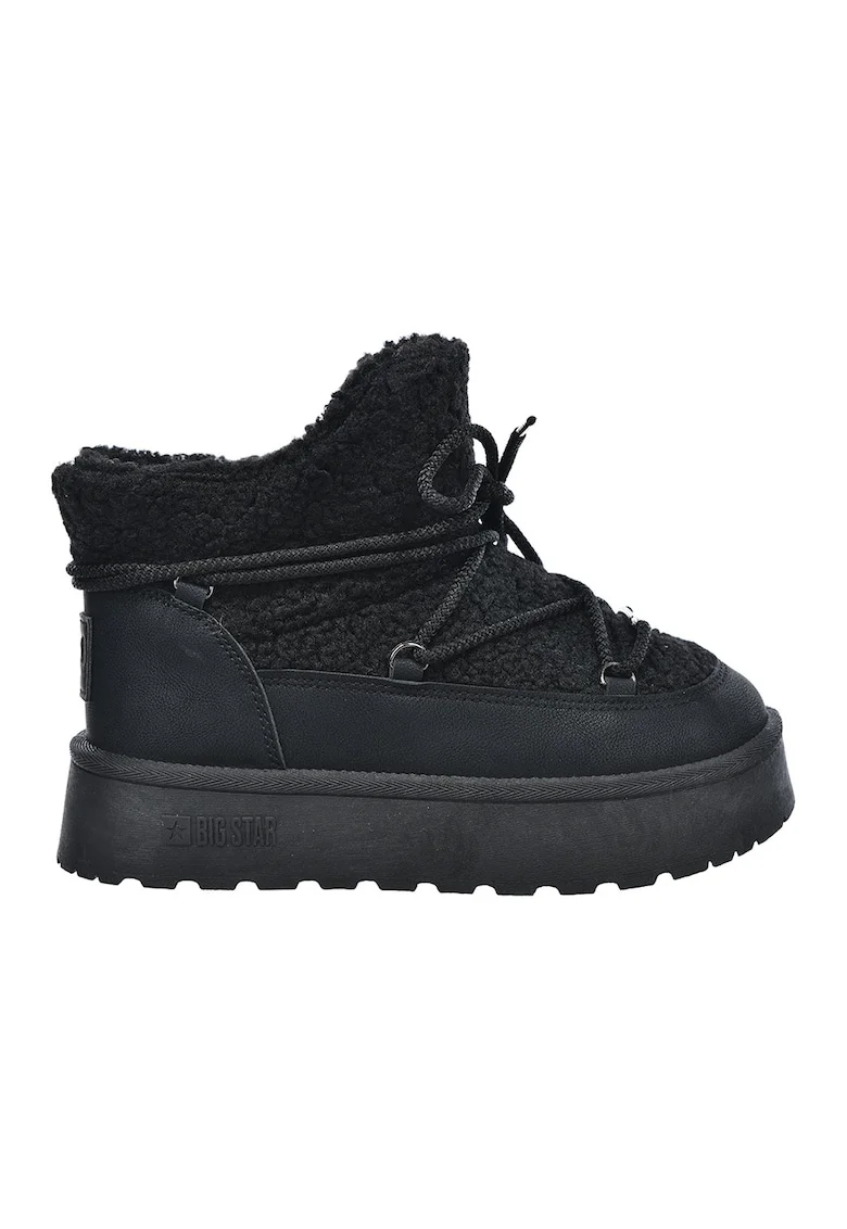 Cizme slip-on cu sireturi, Negru