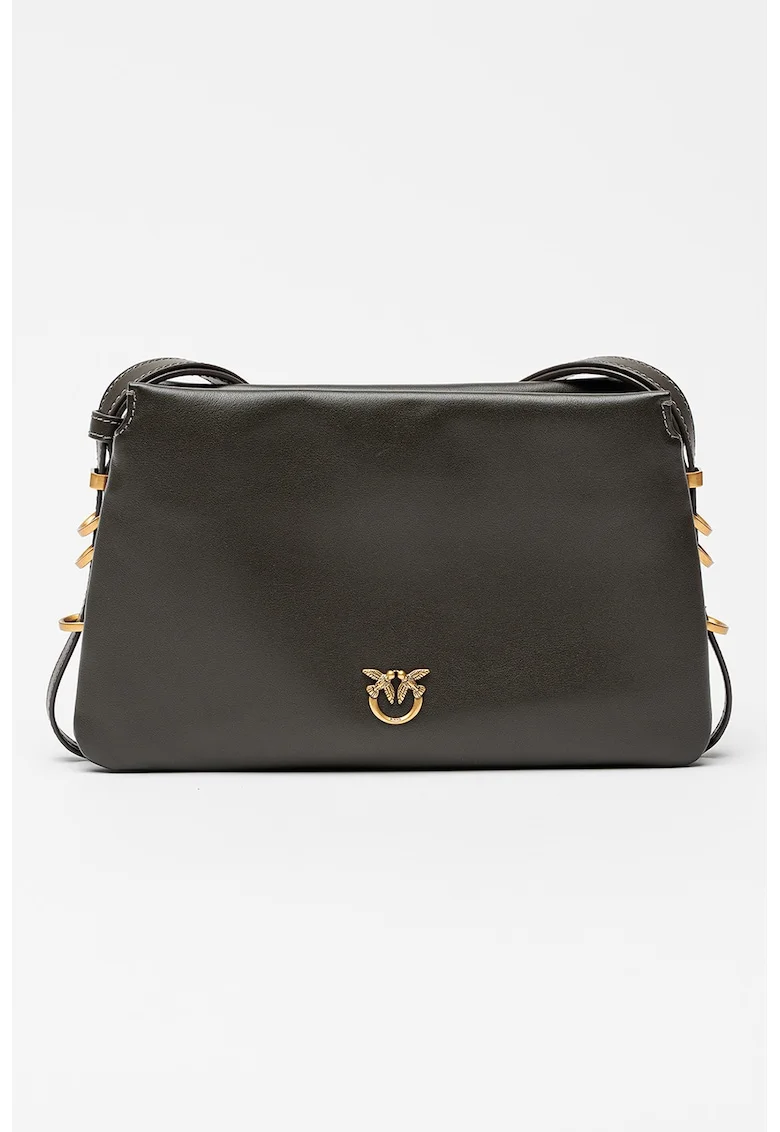 Geanta crossbody de piele Triplet Mini, Gri inchis