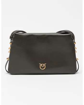 Geanta crossbody de piele Triplet Mini, Gri inchis