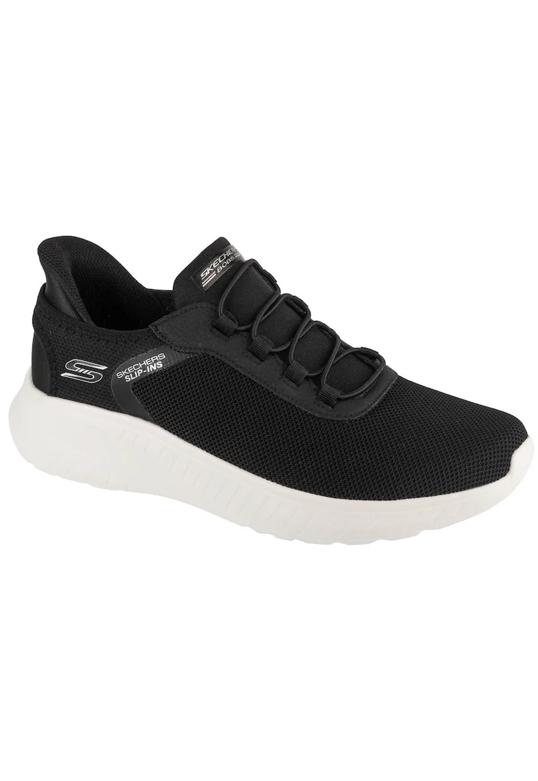 Pantofi sport slip-in din plasa si material sintetic Bobs, Alb/Negru