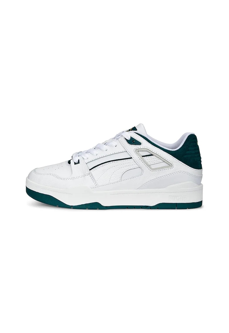 Pantofi sport low-top de piele si piele intoarsa Slipstream, Alb murdar, Bleumarin, 5.5