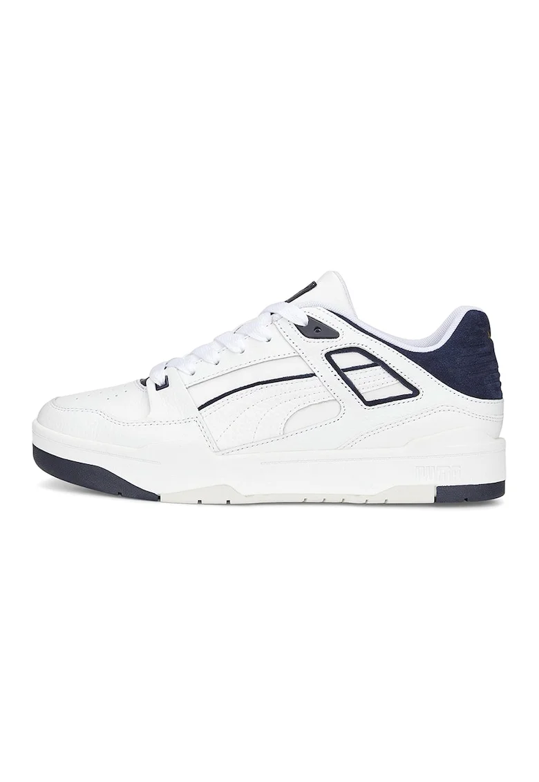 Pantofi sport low-top de piele si piele intoarsa Slipstream, Alb murdar, Bleumarin, 5.5