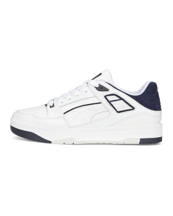 Pantofi sport low-top de piele si piele intoarsa Slipstream, Alb murdar, Bleumarin, 5.5