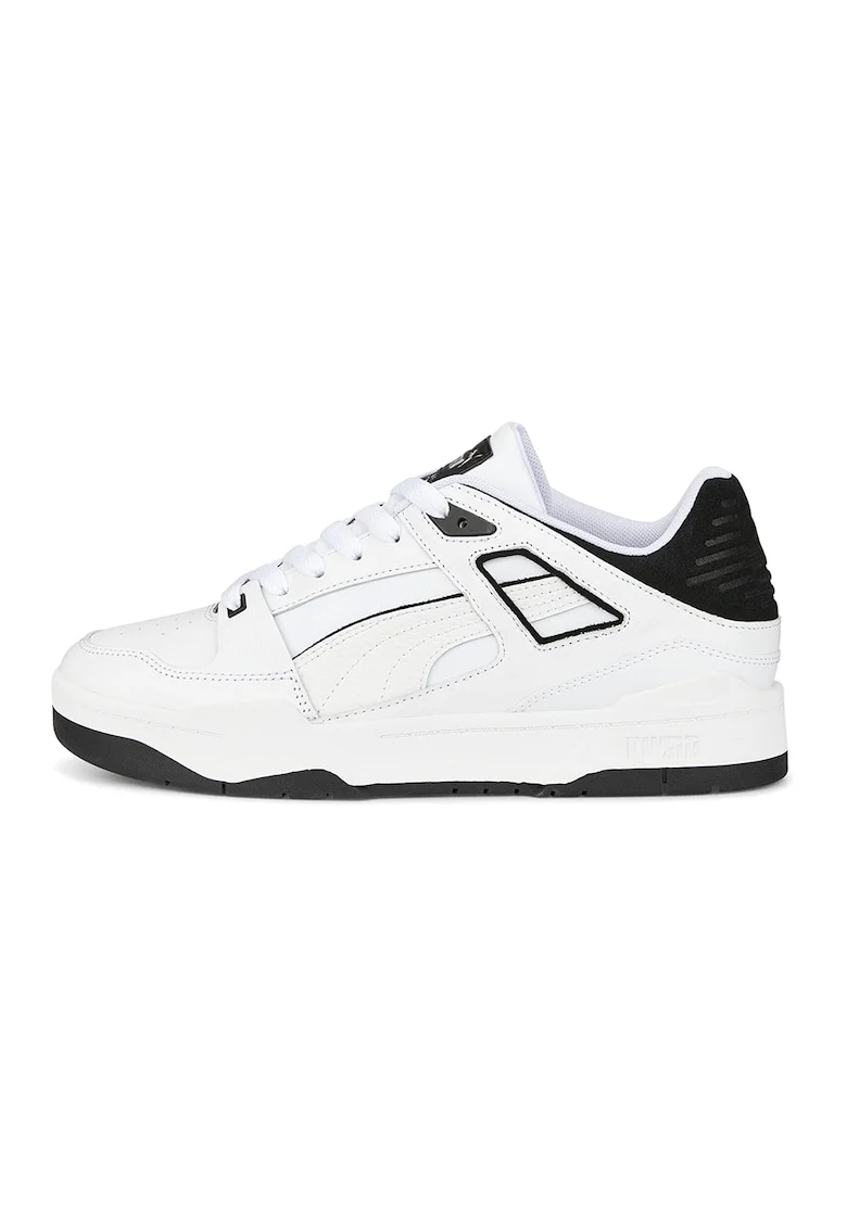 Pantofi sport low-top de piele si piele intoarsa Slipstream, Negru, Alb murdar, 6