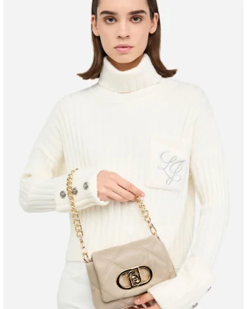 Geanta crossbody cu maner detasabil de lant Lapuffy, Bej deschis