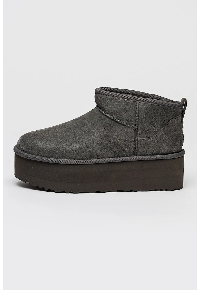 Ghete slip-on de piele intoarsa Classic Ultra Mini, Gri carbune