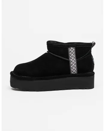 Ghete slip-on flatform din piele intoarsa, Alb/Negru/Albastru azur