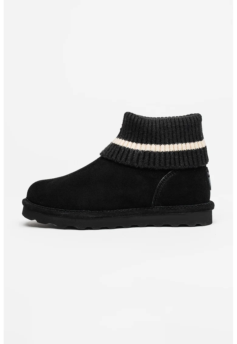 Ghete slip-on din piele intoarsa, Negru stins/Alb murdar