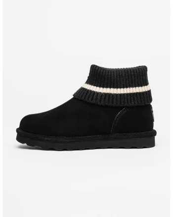 Ghete slip-on din piele intoarsa, Negru stins/Alb murdar