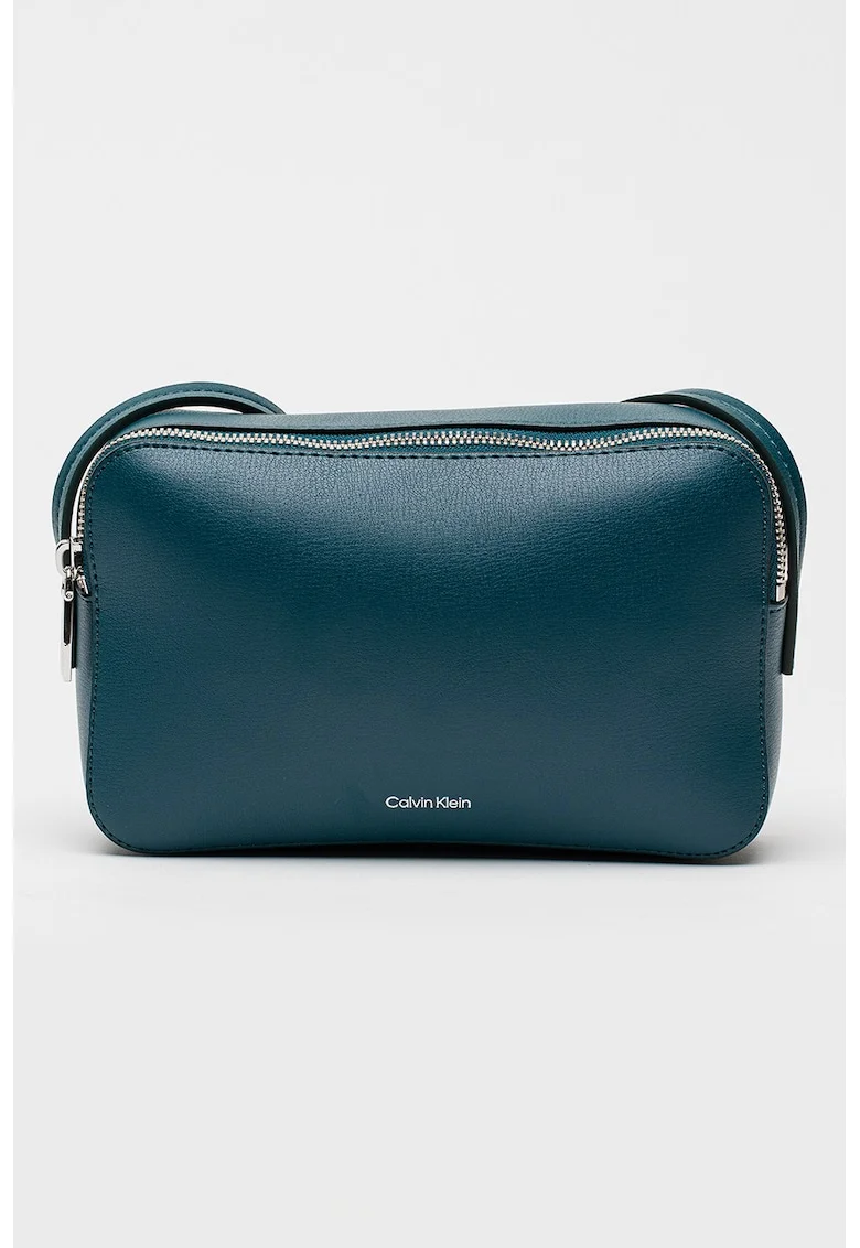 Geanta crossbody de piele ecologica cu bareta ajustabila Foil, Verde inchis