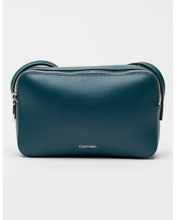 Geanta crossbody de piele ecologica cu bareta ajustabila Foil, Verde inchis