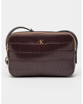 Geanta crossbody de piele ecologica cu model crocodil, Violet tyrian