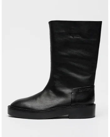 Cizme medii slip-on de piele, Negru