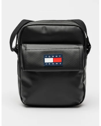 Geanta crossbody de piele ecologica cu logo, Negru