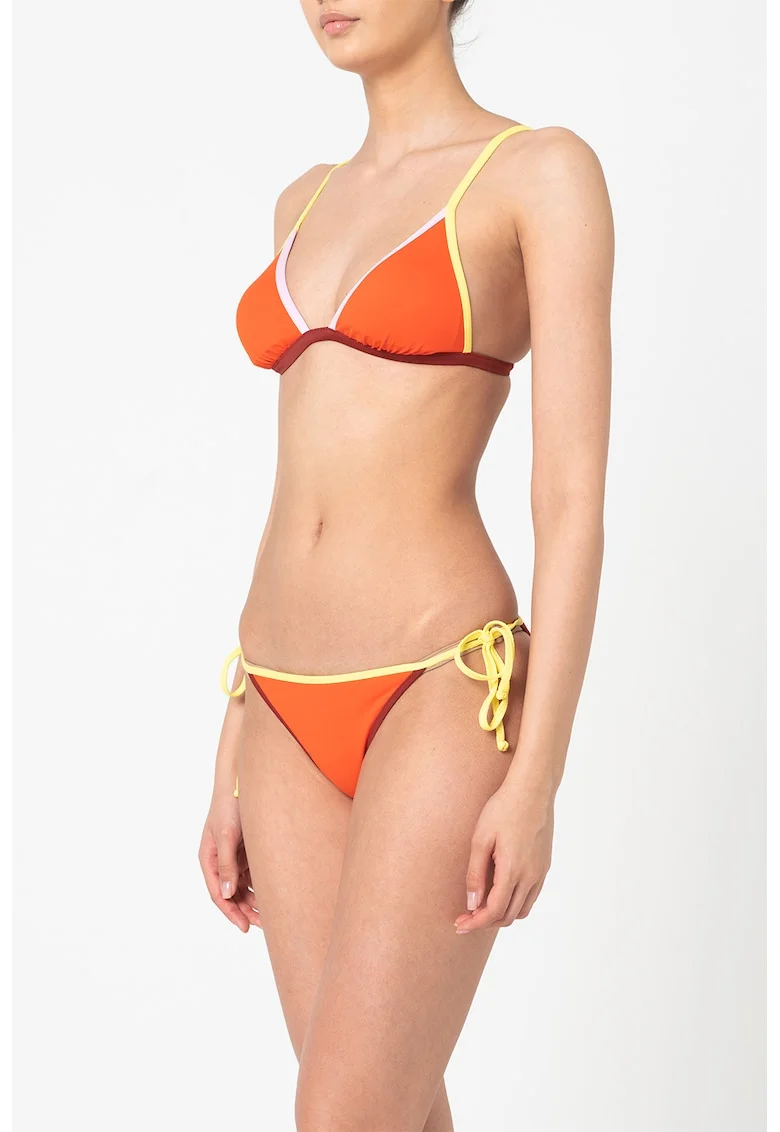 Sutien de baie triunghiular, Visiniu/Galben pal/Portocaliu mandarina
