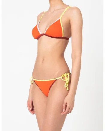 Sutien de baie triunghiular, Visiniu/Galben pal/Portocaliu mandarina