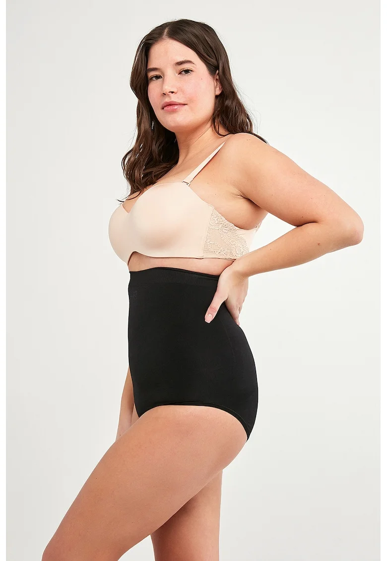 Chiloti modelatori cu talie inalta, fara cusaturi, Negru