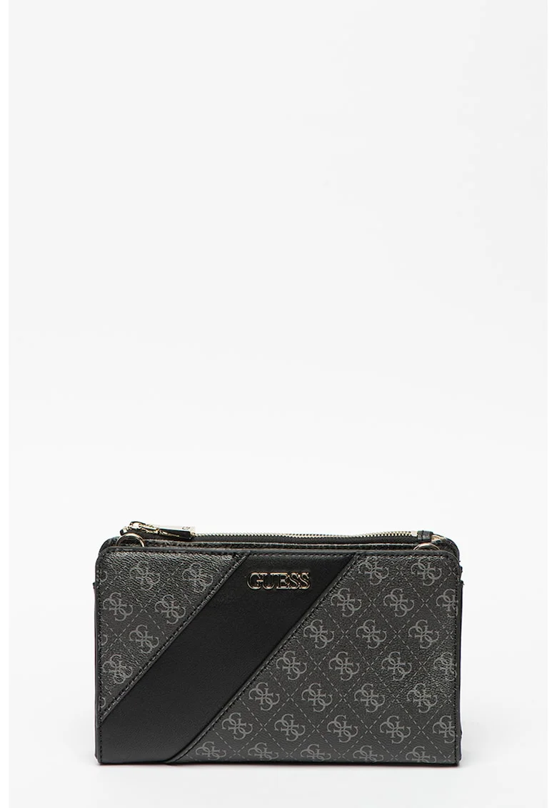Geanta crossbody de piele ecologica Camy, Negru/Gri