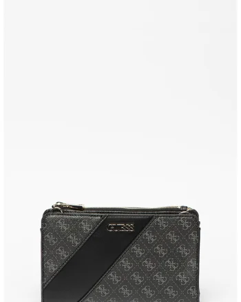 Geanta crossbody de piele ecologica Camy, Negru/Gri