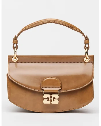 Geanta crossbody de piele ecologica cu clapa si bareta detasabila, Caramel