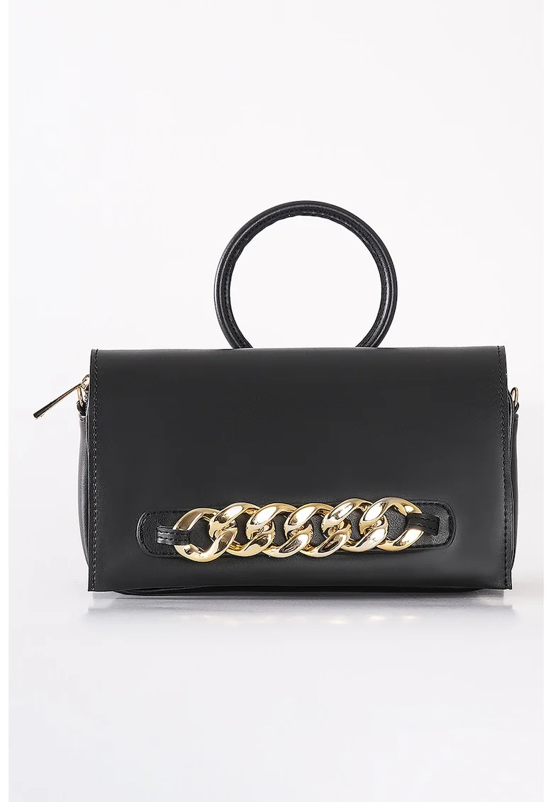 Geanta crossbody de piele sintetica, Negru