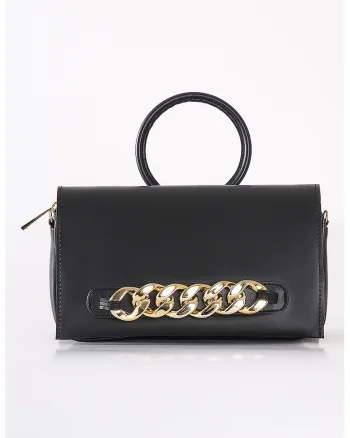 Geanta crossbody de piele sintetica, Negru
