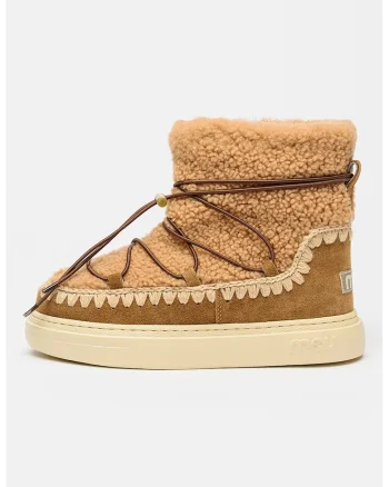 Ghete slip-on cu piele intoarsa si lana Eskimo 18, Maro