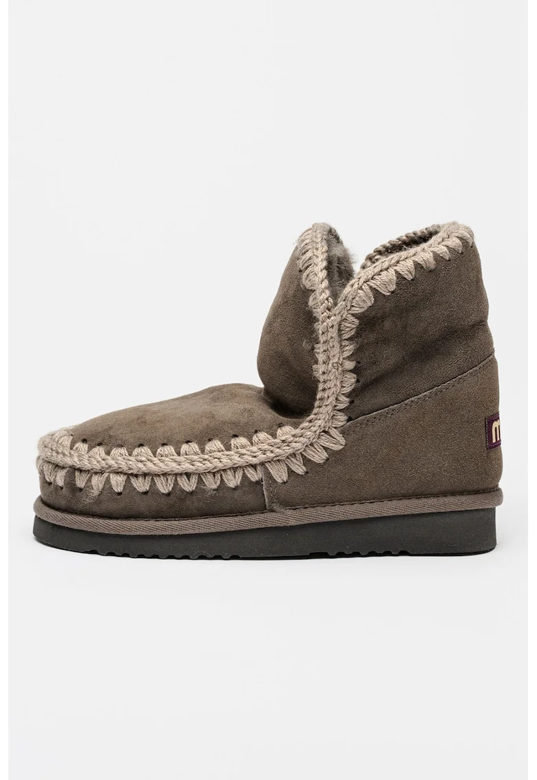 Ghete slip-on de piele intoarsa cu captuseala de lana Eskimo 18, Gri carbune