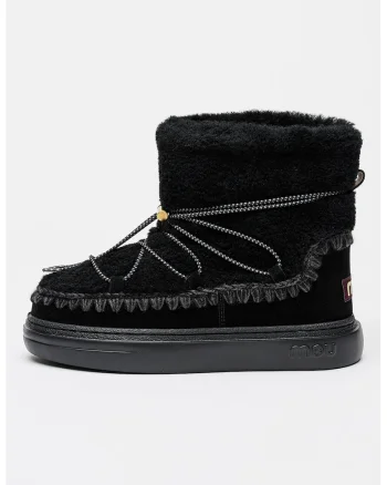 Ghete slip-on cu piele intoarsa si lana Eskimo 18, Negru