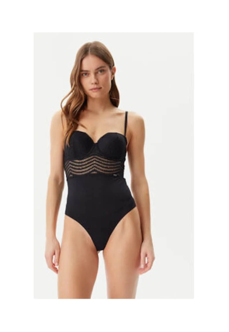 Body Femei,  Negru, 93% poliamida, 7% elastan, Negru