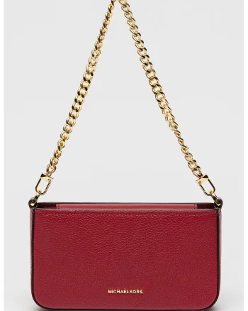 Geanta crossbody de piele cu maner detasabil de lant Bryant, Violet tyrian