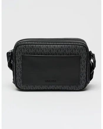 Geanta crossbody cu monograma Maeve, Negru/Gri inchis